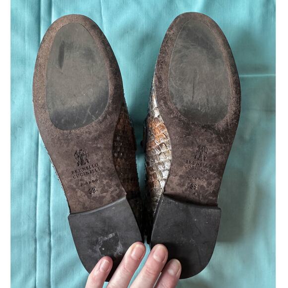 Brunello Cucinelli Python Loafers with Monili Strap, Women's size 38 - Picture 7 of 11